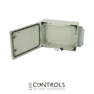 8120022 Fibox ARCA 304015 Cabinet, Polycarbonate Grey cover, 2-point locking, hinges on the short side