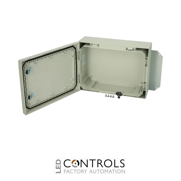 8120022 Fibox ARCA 304015 Cabinet, Polycarbonate Grey cover, 2-point locking, hinges on the short side