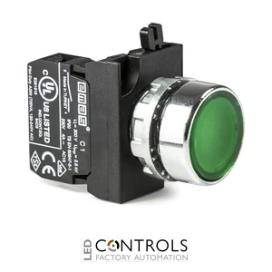 EMAS CM100DY EMAS CM FLUSH PUSH BUTTON 1NO GREEN WITH NUT