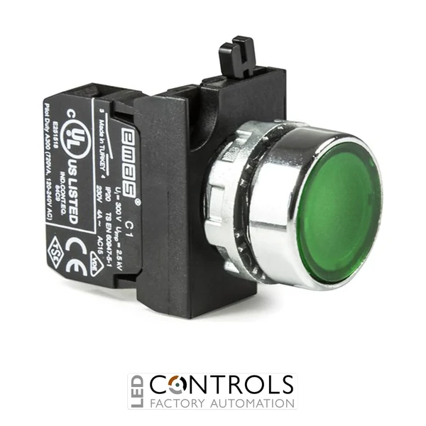 EMAS CM100DY EMAS CM FLUSH PUSH BUTTON 1NO GREEN WITH NUT
