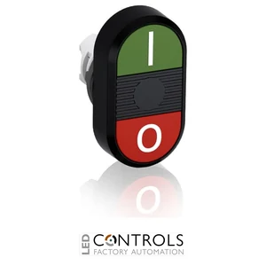 abb momentary double flush pushbutton green/red i/0 mpd2-11b