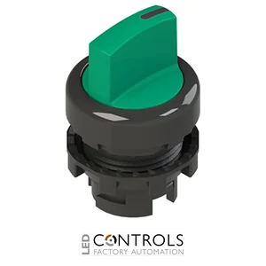 E2 1SL13ACH41AB Pizzato Illuminated short handle selector, 3 positions green with marking