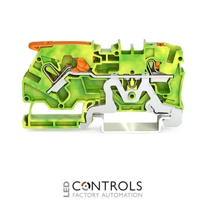 2104-5207 Wago 2-conductor ground terminal block;with lever and push-button;4 mm²;green-yellow