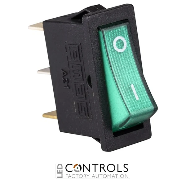 EMAS A21B1Y11 EMAS ROCKER SWITCH ILLUMINATED GREEN