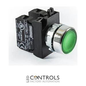 EMAS CM102DY EMAS CM PUSH BUTTON WITH ADAPTER 1NO+1NC GREEN W.NUT