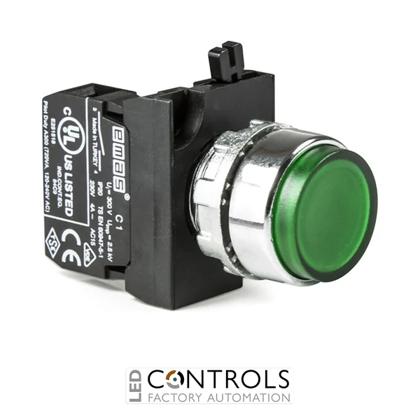 EMAS CM100HY EMAS CM EXTENDED PUSH BUTTON 1NO GREEN WITH NUT
