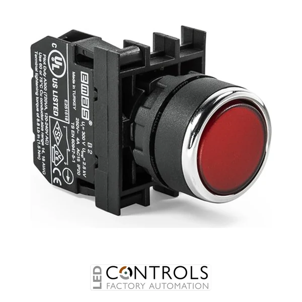 EMAS B200DK EMAS B PUSH BUTTON WITH ADAPTER STOP RED