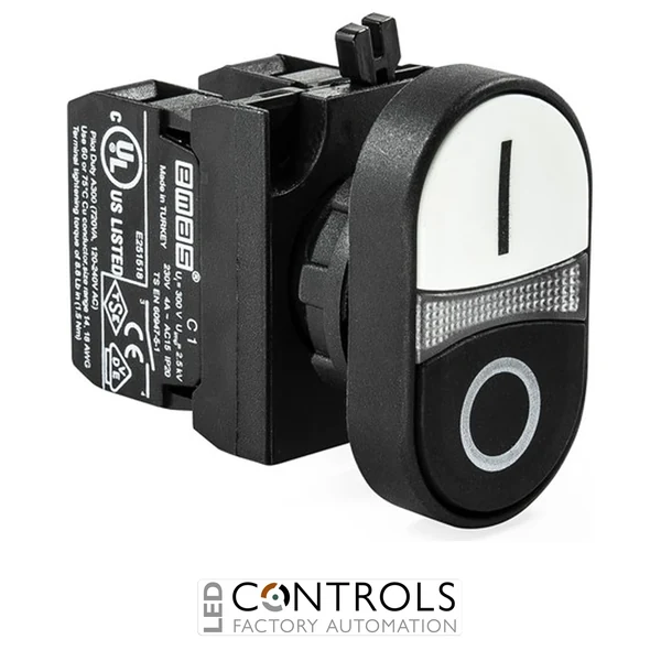 EMAS CP102K20HB EMAS CP DBL HEAD PUSH BUTT W ADAP DBL CIR BLACK WHITE