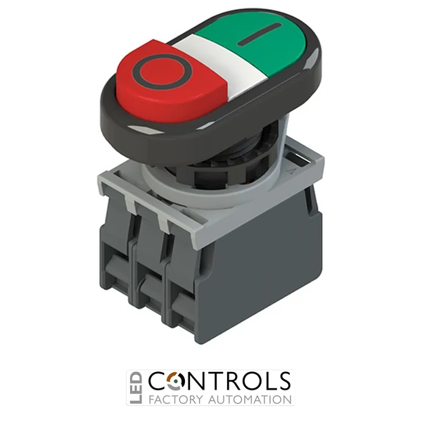E2 AC-DXBC0602 Pizzato Double pushbutton complete unit with fixing adapter and contacts