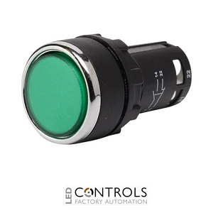 EMAS MB100DY EMAS MB SERIES FLUSH PUSH BUTTON GREEN 1NO