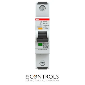 2CDS381001R0607 ABB S301P-K63 Miniature Circuit Breaker - 1P - K - 63 A