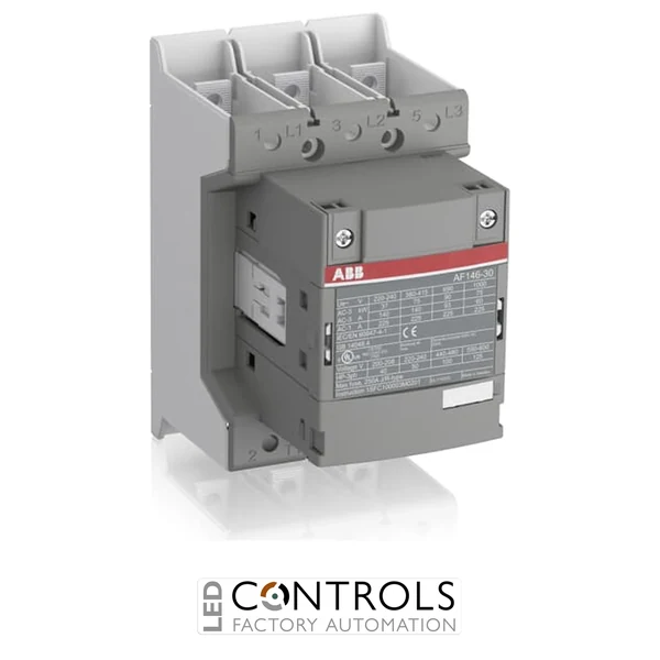 1SFL467002R1100 ABB AF146-30-00B-11 146A 3 Pole 3NO Contactor, No Auxiliary Contacts, 24-60V AC/DC Coil, Screw Terminals