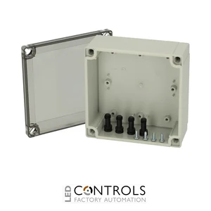 6011907 Fibox PC 125/60 HT Enclosure, Polycarbonate High base, smoked transparent cover