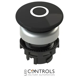 E2 1PU2F149L1 Pizzato Spring-return black mushroom pushbutton with marking