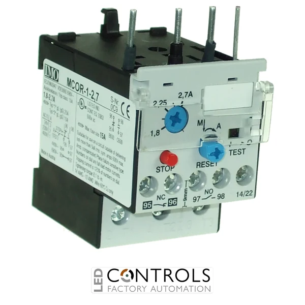 imo mcor-1-2.7 thermal overload relay for mc10-mc22 contactors 1.8-2.7 amps
