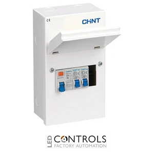 nx3-5ra chint 5-way metal enclosure with 63a rcd, b6a miniture circuit breaker, b16a miniture circuit breaker
