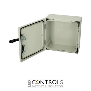 8120089N Fibox ARCA 404021S No MP Cabinet, Polycarbonate Grey cover, Swinghandle, hinges on the long side