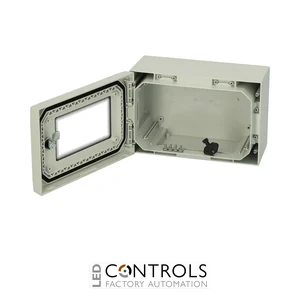 8120140N Fibox ARCA 203015W No MP Cabinet, Polycarbonate Grey cover with window, 1-point locking, hinges on the short side