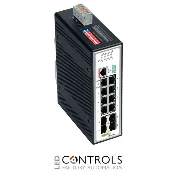852-1605 Wago Industrial Managed Switch;8 Ports 1000Base-T;4-Slot 1000BASE-SX/LX;black metallic