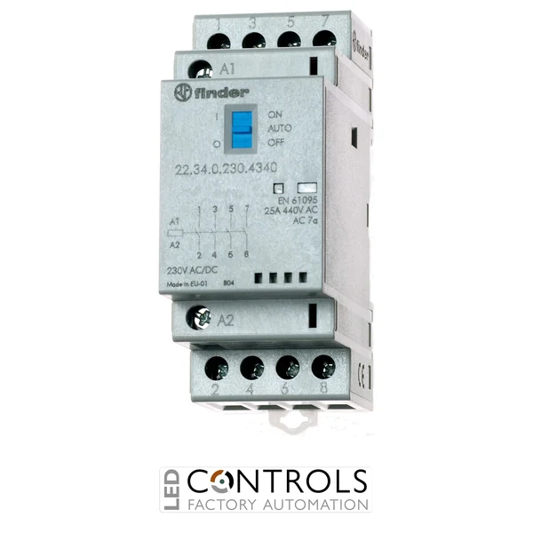 22.34.0.024.1740 Finder contactor 4 pole 25A AC/DC 24V 3NO 1NC
