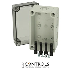 6016902 Fibox PCM 100/75 T Enclosure, Polycarbonate, metric knock-outs Smoked transparent cover