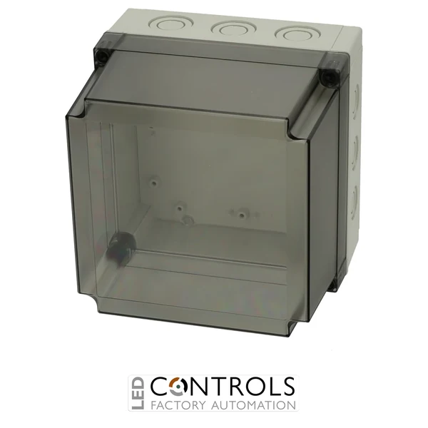 6016923 Fibox PCM 175/150 T Enclosure, Polycarbonate, metric knock-outs Smoked transparent cover