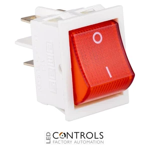 EMAS A14W1K11 EMAS ROCKER SWITCH WHITE BODY SQUARE BUTTON RED