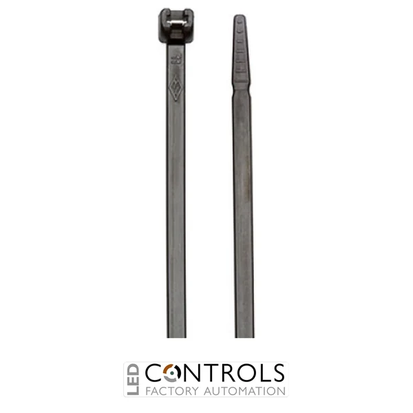 MB200I-B Partex Metal Barbed Cable Ties, 200mm x 3.5mm, Black, pack 100
