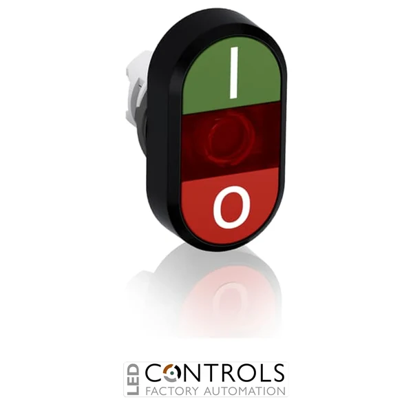 abb illuminated momentary double flush pushbutton green/red i/0 mpd2-11r