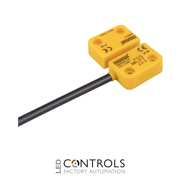 EMAS SMS30LC2-S15 EMAS SMS LEFT EXIT 2NC+1NO 5MM SENSE W/O LED 2MT CABLE 22MM RECTANGULAR MAGNETIC SWITCH