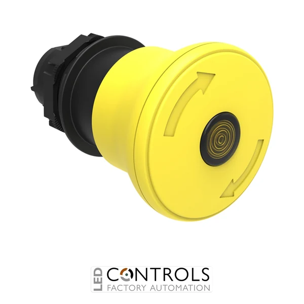 LOVATO LPCBL6645 YELLOW ILLUMIN.MUSHROOM-HEAD BUTTON 40MM