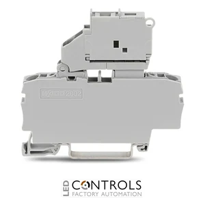 2002-1611 Wago 2-conductor fuse terminal block;with pivoting fuse holder;and end plate;gray