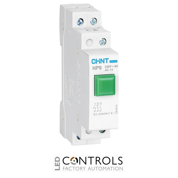 np9-153021 chint red 230v 2no 1nc illuminated push button