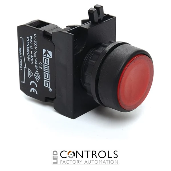 EMAS CP200DK EMAS CP FLUSH PUSH BUTTON 22MM 1NC RED