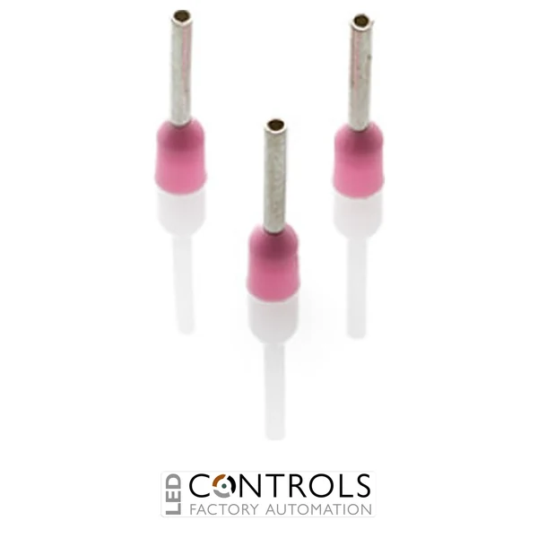 CEF034F-K Partex single insulated cord end ferrule, 0.34mm², 8mm barrel, Pink, pack of 1000