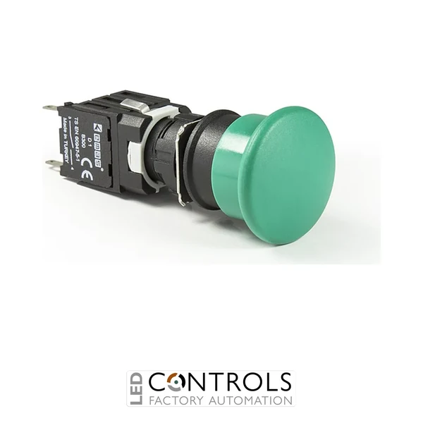 EMAS D100YM30Y EMAS D SERIES 30MM MUSHROOM PUSH BUTTON GREEN 1NO