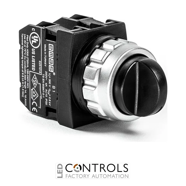 EMAS H101S30 EMAS 30MM SELECTOR 3POS  STAY PUT C/W 2NO AUX