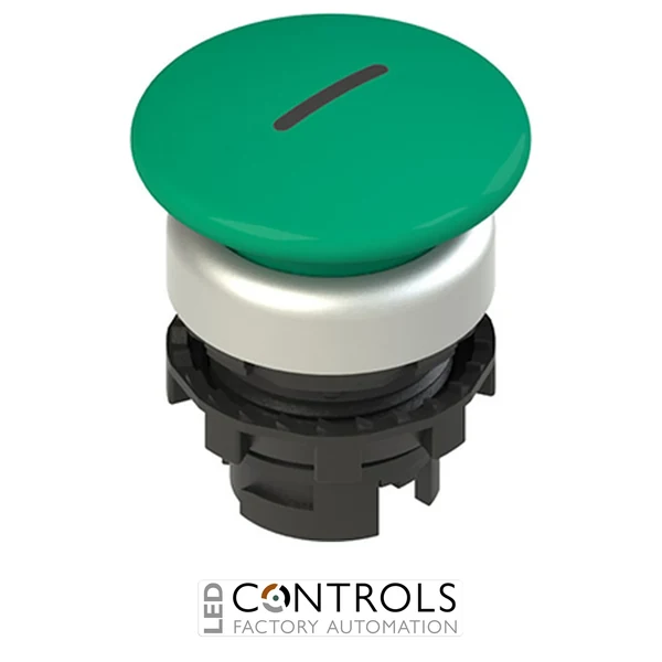 E2 1PU2F449L2 Pizzato Spring-return green mushroom pushbutton with marking