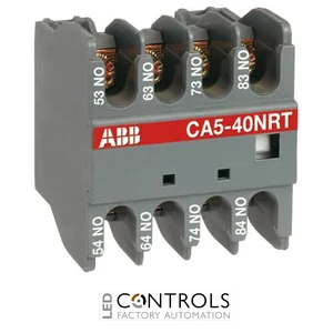 1SBN010042R1222 ABB CA5-22NRT Auxiliary Contact Block 4-Pole 2NO+2NC Front Mounted Ring-Tongue Terminal
