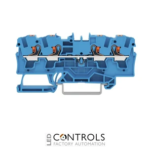 Wago 2204-1404 4-conductor through terminal block with push-button 4 mm sq, blue