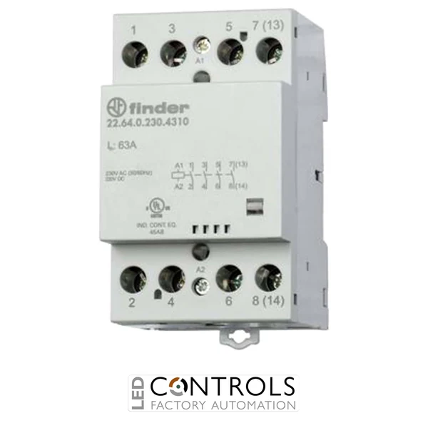 22.64.0.024.4717 Finder contactor 4 pole 63A AC/DC 24V 3NO1/NC
