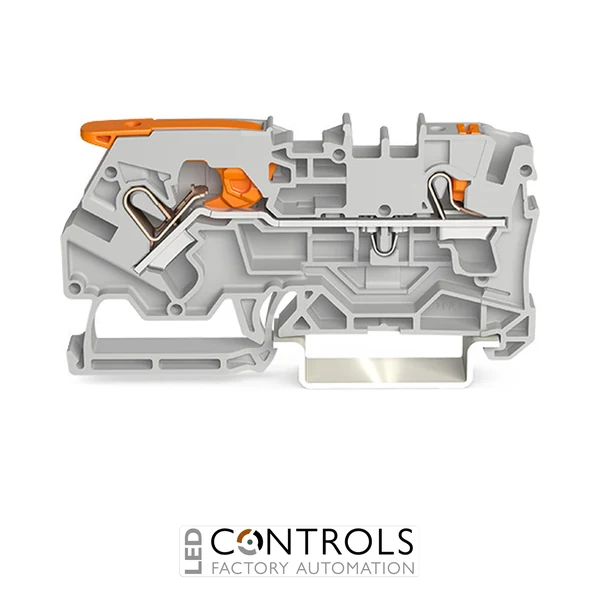 2104-5201 Wago 2-conductor through terminal block;with lever and push-button;4 mm²;gray