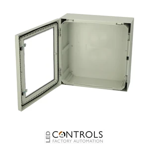 8120152 Fibox ARCA 505021W Cabinet, Polycarbonate Grey cover with window. 2-point locking.