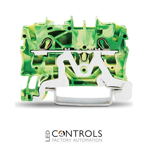 2002-1207 Wago 2-conductor ground terminal block;2.5 mm²;suitable for Ex e II applications;green-yellow
