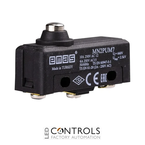 EMAS MN2PUM7 EMAS MN2 MINI SWITCH W THICK&SHORT MTL SHORT PLUNGER 1CO