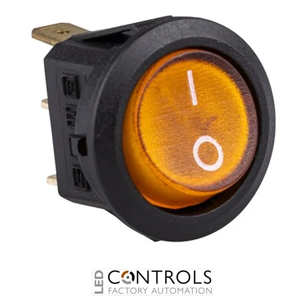 EMAS A71B1S11 EMAS ROCKER SWITCH BLACK BODY ONE BUTTON YELLOW