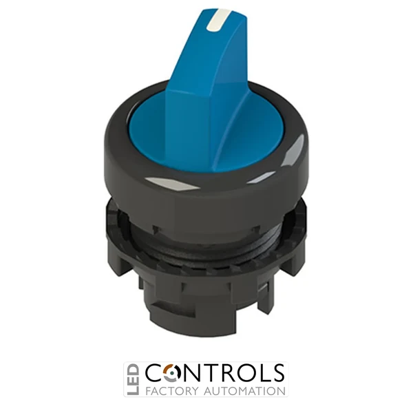 E2 3SL12AVD61AB Pizzato Illuminated short handle selector, 2 positions blue with marking