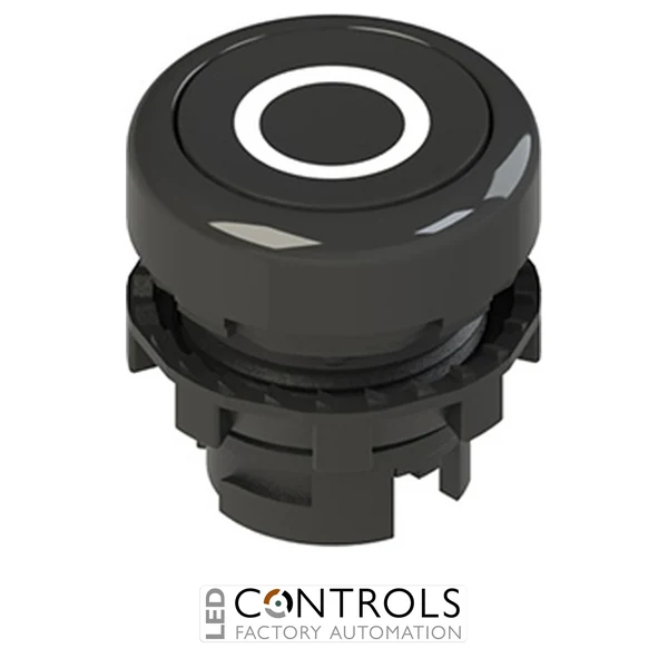 E2 1PU2R121L1 Pizzato Spring-return black flush pushbutton with marking