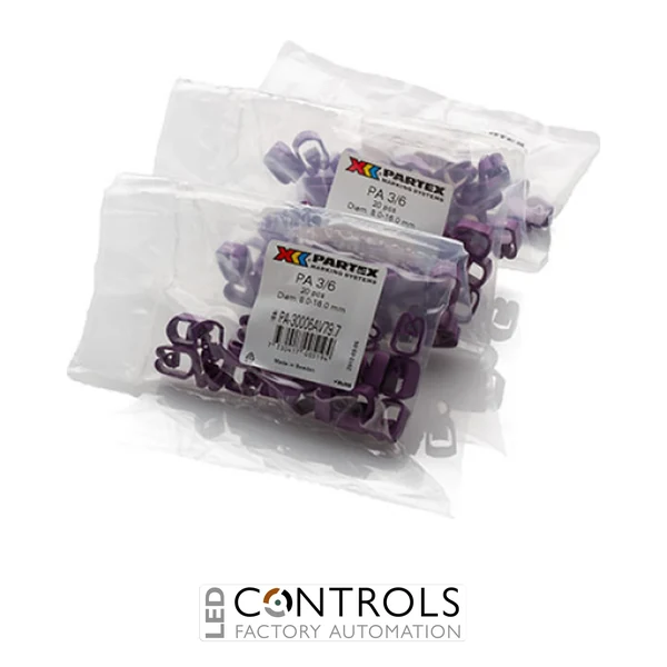 PA3-MCC Partex PA3 Slide-on, chevron cable marker, size E, 8.0–16.0mm cable, Colour coded, Loose multipack
