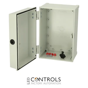 8113332 Fibox CAB PC 302018 G3B Cabinet, Polycarbonate, Grey door Lock on the long side